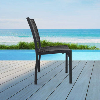 Hermosa Patio Dining Chair #color_Black Weave/Black Frame