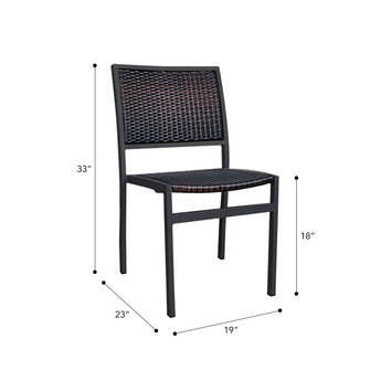 Hermosa Patio Dining Chair #color_Brown Weave/Charcoal Frame