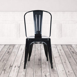 Marais A Dining Chair with Metal Seat #color_Black