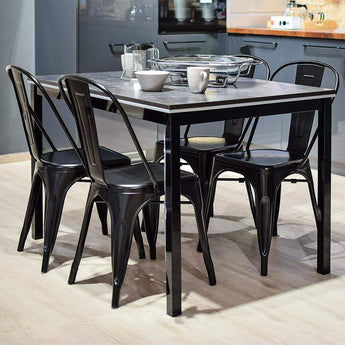Marais A Dining Chair with Metal Seat #color_Black