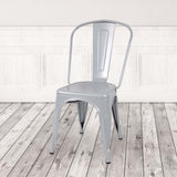 Marais A Dining Chair with Metal Seat #color_Flash Silver