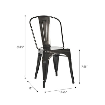 Marais A Dining Chair with Metal Seat #color_Gunmetal