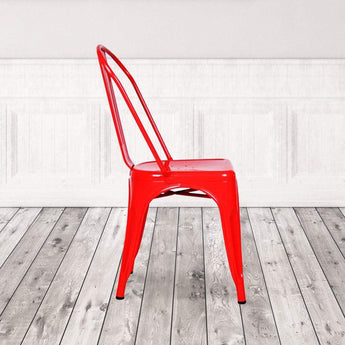 Marais A Dining Chair with Metal Seat #color_Red
