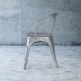 Heritage Industrial Metal Arm Chair with Slat Back #color_Flash Silver